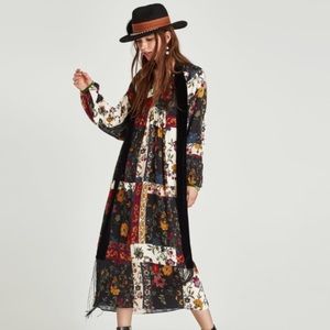Zara floral patchwork midi dress